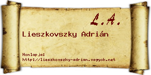 Lieszkovszky Adrián névjegykártya